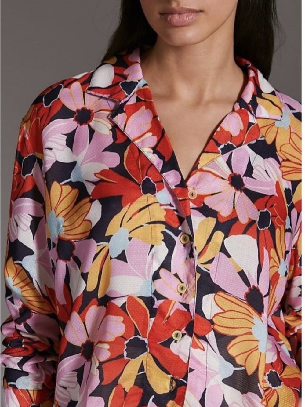 Anthropologie Maeve Floral Cropped Button-Down Shirt - Picture 3 of 14